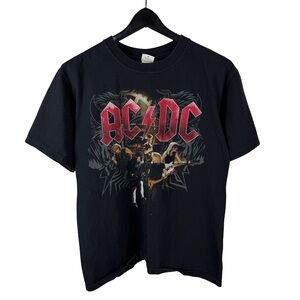 Vintage 2008 AC/DC Black Ice Rock Band Tour Music Graphic Shirt Size M